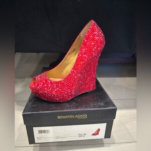 Benjamin Adams London CALI Red Strass Crystals High Heel Shoes Size 36/6